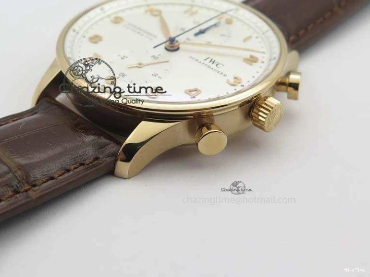 MIROTIME 0416 Portuguese Chrono RG IW371480 ZF 1:1 Best Edition White Dial On Brown Leather Strap A7750 V HighPerformance 7266